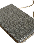 Resmi galeri görüntüleyiciye yükleyin, Dolce & Gabbana Silver Sequined Clutch Evening Crossbody Bag
