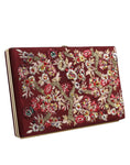 Load image into Gallery viewer, Dolce & Gabbana Bordeaux Velvet Gold Frame Clutch Evening Bag
