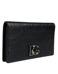 Resmi galeri görüntüleyiciye yükleyin, Dolce & Gabbana Black Leather DG Logo Bifold Card Slot Crossbody Bag
