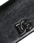 Resmi galeri görüntüleyiciye yükleyin, Dolce & Gabbana Black Leather DG Logo Bifold Card Slot Crossbody Bag
