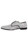 Bild in Galerie-Betrachter laden, Dolce & Gabbana Silver Leather Rhinestones Derby Dress Shoes
