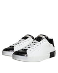 Load image into Gallery viewer, Dolce & Gabbana Black Leather Logo Portofino Sneaker Shoes
