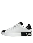 Load image into Gallery viewer, Dolce & Gabbana Black Leather Logo Portofino Sneaker Shoes
