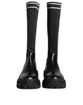 Resmi galeri görüntüleyiciye yükleyin, Dolce & Gabbana Black White Polyester Socks High Boots Shoes
