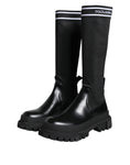 Resmi galeri görüntüleyiciye yükleyin, Dolce & Gabbana Black White Polyester Socks High Boots Shoes
