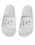 Load image into Gallery viewer, Dolce & Gabbana White Rubber Slides Sandals Beachwear Shoes
