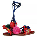 Bild in Galerie-Betrachter laden, Dolce & Gabbana Multicolor Pom Pom Fur Wrap Sandals Shoes
