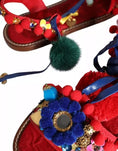 Bild in Galerie-Betrachter laden, Dolce & Gabbana Multicolor Pom Pom Fur Wrap Sandals Shoes
