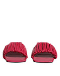 Resmi galeri görüntüleyiciye yükleyin, Dolce & Gabbana Fuchsia Leather Slides Flats Sandals Shoes
