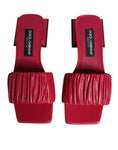 Resmi galeri görüntüleyiciye yükleyin, Dolce & Gabbana Fuchsia Leather Slides Flats Sandals Shoes
