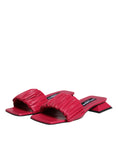 Resmi galeri görüntüleyiciye yükleyin, Dolce & Gabbana Fuchsia Leather Slides Flats Sandals Shoes
