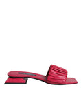 Resmi galeri görüntüleyiciye yükleyin, Dolce & Gabbana Fuchsia Leather Slides Flats Sandals Shoes
