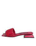 Resmi galeri görüntüleyiciye yükleyin, Dolce & Gabbana Fuchsia Leather Slides Flats Sandals Shoes
