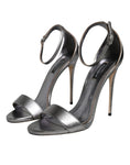 Load image into Gallery viewer, Dolce & Gabbana Silver KEIRA Heels Ankle Strap Sandals Shoes
