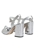 Load image into Gallery viewer, Dolce & Gabbana Silver Mirror Heels KEIRA Sandals Shoes
