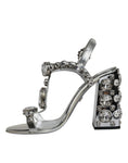 Resmi galeri görüntüleyiciye yükleyin, Dolce & Gabbana Silver Leather T-strap Crystal Sandals Shoes
