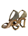 Bild in Galerie-Betrachter laden, Dolce & Gabbana Gold Lurex Ankle Strap Heel Sandals Shoes
