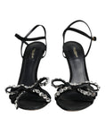 Load image into Gallery viewer, Dolce & Gabbana Black Leather Crystal Bow Heels Sandals Shoes
