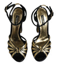 Bild in Galerie-Betrachter laden, Dolce & Gabbana Black Leather Faux Pearl Heel Sandals Shoes
