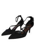 Bild in Galerie-Betrachter laden, Dolce & Gabbana Black Suede Ankle Strap Heels Pumps Shoes
