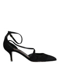 Bild in Galerie-Betrachter laden, Dolce & Gabbana Black Suede Ankle Strap Heels Pumps Shoes
