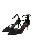 Bild in Galerie-Betrachter laden, Dolce & Gabbana Black Suede Ankle Strap Heels Pumps Shoes
