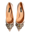 Bild in Galerie-Betrachter laden, Dolce & Gabbana Beige Satin Crystal High Heels Pumps Shoes
