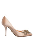 Bild in Galerie-Betrachter laden, Dolce & Gabbana Beige Satin Crystal High Heels Pumps Shoes
