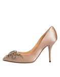 Bild in Galerie-Betrachter laden, Dolce & Gabbana Beige Satin Crystal High Heels Pumps Shoes
