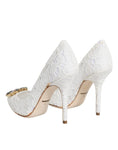 Bild in Galerie-Betrachter laden, Dolce & Gabbana White Taormina Lace Crystal Heels Pumps Shoes
