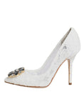 Bild in Galerie-Betrachter laden, Dolce & Gabbana White Taormina Lace Crystal Heels Pumps Shoes
