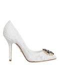 Bild in Galerie-Betrachter laden, Dolce & Gabbana White Taormina Lace Crystal Heels Pumps Shoes
