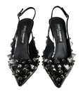 Bild in Galerie-Betrachter laden, Dolce & Gabbana Black Leather Crystal Stud Slingback Shoes
