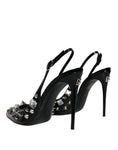 Bild in Galerie-Betrachter laden, Dolce & Gabbana Black Leather Crystal Stud Slingback Shoes
