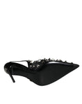 Bild in Galerie-Betrachter laden, Dolce & Gabbana Black Leather Crystal Stud Slingback Shoes
