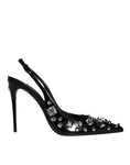 Bild in Galerie-Betrachter laden, Dolce & Gabbana Black Leather Crystal Stud Slingback Shoes
