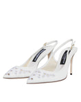 Bild in Galerie-Betrachter laden, Dolce & Gabbana White Leather Stiletto Heels Slingback Shoes
