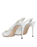 Bild in Galerie-Betrachter laden, Dolce & Gabbana White Leather Stiletto Heels Slingback Shoes
