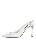 Bild in Galerie-Betrachter laden, Dolce & Gabbana White Leather Stiletto Heels Slingback Shoes
