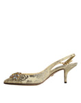 Bild in Galerie-Betrachter laden, Dolce & Gabbana Gold Crystal Pumps Heels Slingbacks Shoes
