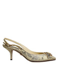 Bild in Galerie-Betrachter laden, Dolce & Gabbana Gold Crystal Pumps Heels Slingbacks Shoes
