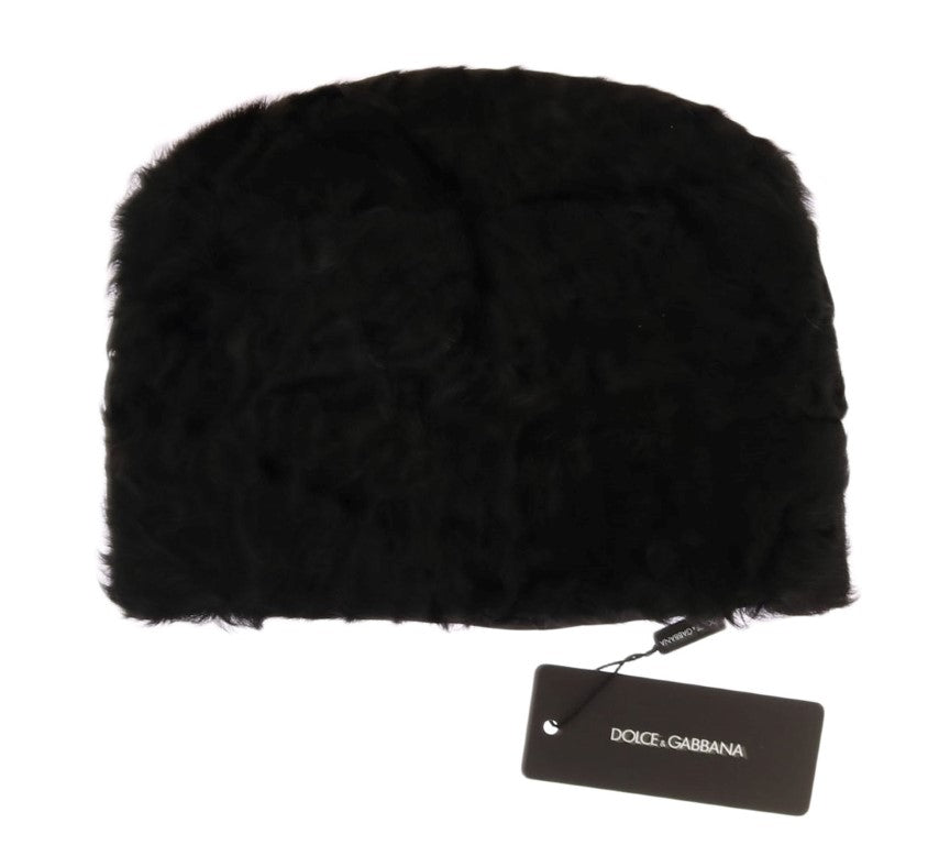 Dolce & Gabbana Elegante Schwarze Xiangao Pelz Beanie Mütze