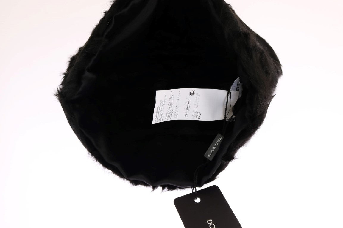 Dolce & Gabbana Elegante Schwarze Xiangao Pelz Beanie Mütze