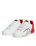 Bild in Galerie-Betrachter laden, Dolce & Gabbana White Red Portofino Low Top Sneakers Shoes
