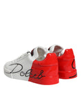 Bild in Galerie-Betrachter laden, Dolce & Gabbana White Red Portofino Low Top Sneakers Shoes
