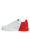 Bild in Galerie-Betrachter laden, Dolce & Gabbana White Red Portofino Low Top Sneakers Shoes
