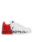 Bild in Galerie-Betrachter laden, Dolce & Gabbana White Red Portofino Low Top Sneakers Shoes
