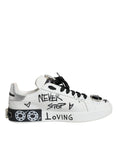 Load image into Gallery viewer, Dolce & Gabbana White Crystal Portofino Low Top Sneaker Shoes
