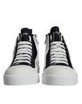 Bild in Galerie-Betrachter laden, Dolce & Gabbana White Black Canvas Logo Mid Top Sneakers Shoes
