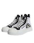 Bild in Galerie-Betrachter laden, Dolce & Gabbana White Black Canvas Logo Mid Top Sneakers Shoes
